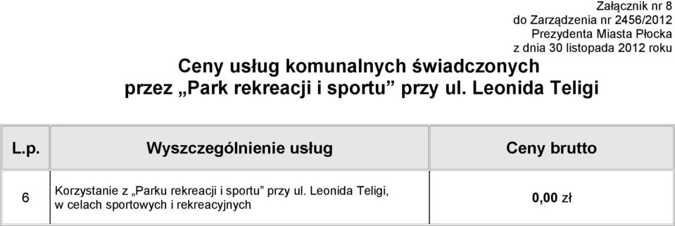 Leonida Teligi 6 Korzystanie z Parku rekreacji i