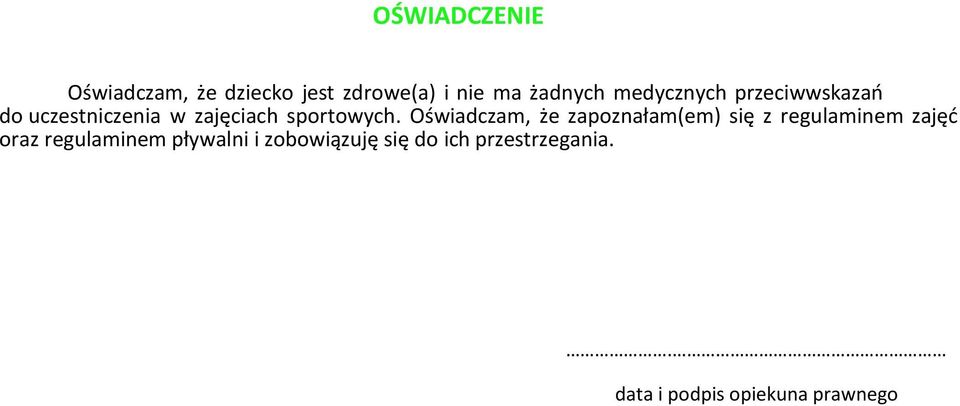 Oświadczam, że zapoznałam(em) się z regulaminem zajęd oraz regulaminem