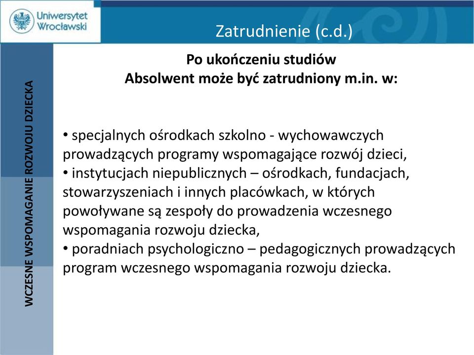 niepublicznych ośrodkach, fundacjach, stowarzyszeniach i innych placówkach, w których powoływane są zespoły do