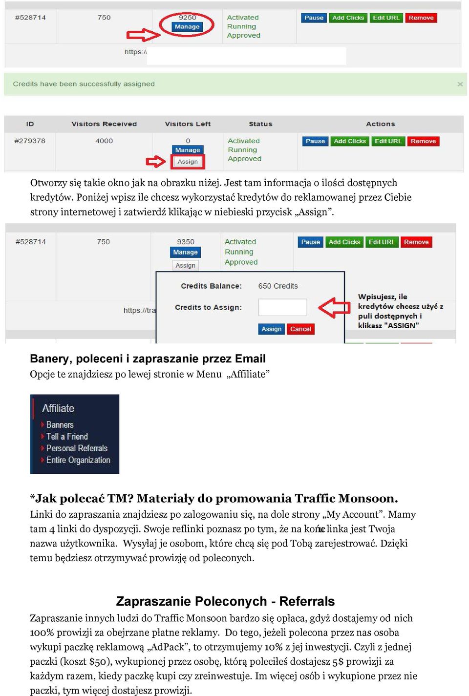 Banery, poleceni i zapraszanie przez Email Opcje te znajdziesz po lewej stronie w Menu Affiliate *Jak polecać TM? Materiały do promowania Traffic Monsoon.