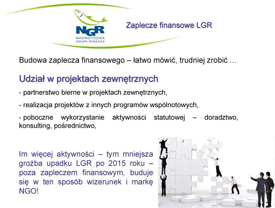 wspólnotowych, - poboczne wykorzystanie aktywności statutowej doradztwo, konsulting, pośrednictwo, Im więcej