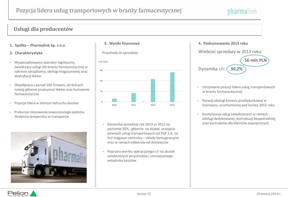 do których należą głównie producenci leków oraz hurtownie farmaceutyczne Pozycja lidera w zimnym łańcuchu dostaw Prekursor stosowania nowoczesnego systemu śledzenia temperatur w transporcie 3.