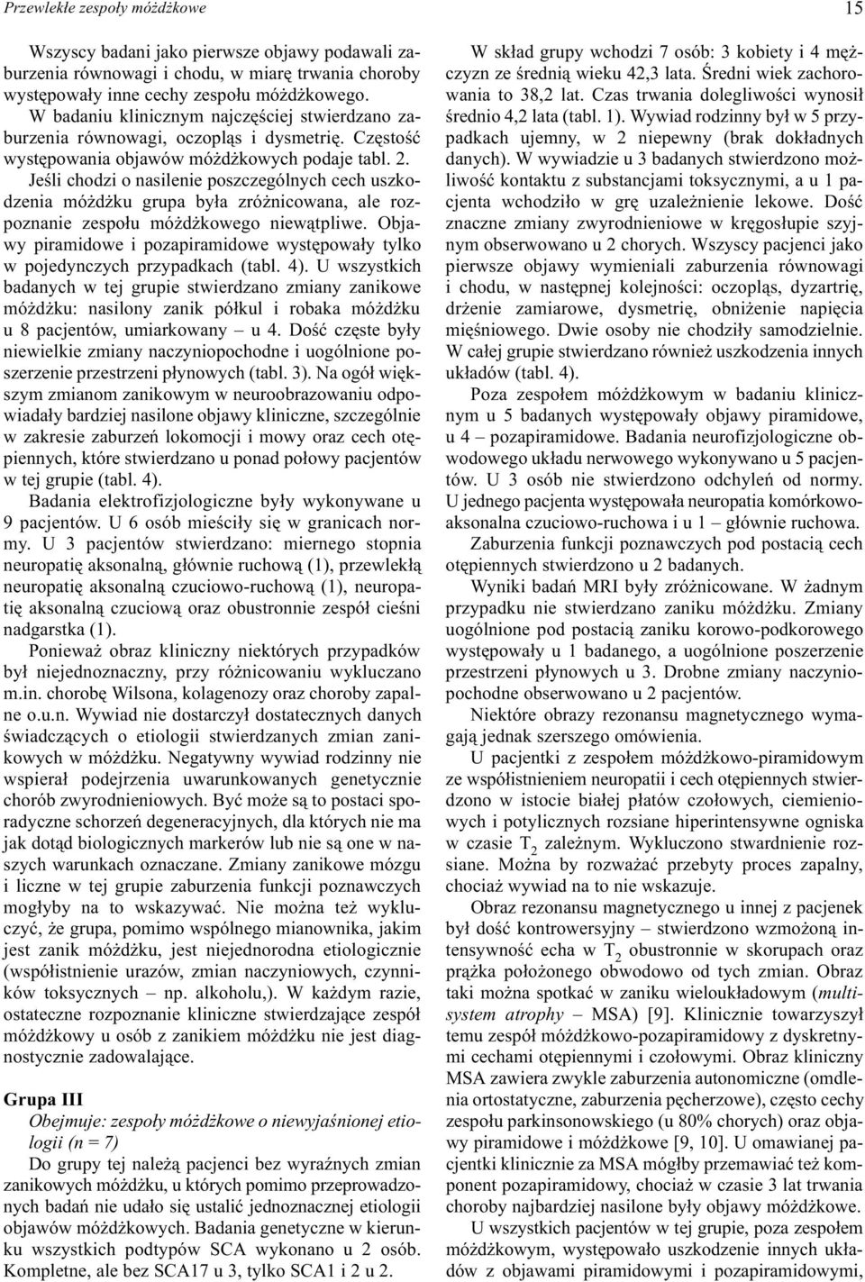 Jeœli chodzi o nasilenie poszczególnych cech uszkodzenia mó d ku grupa by³a zró nicowana, ale rozpoznanie zespo³u mó d kowego niew¹tpliwe.