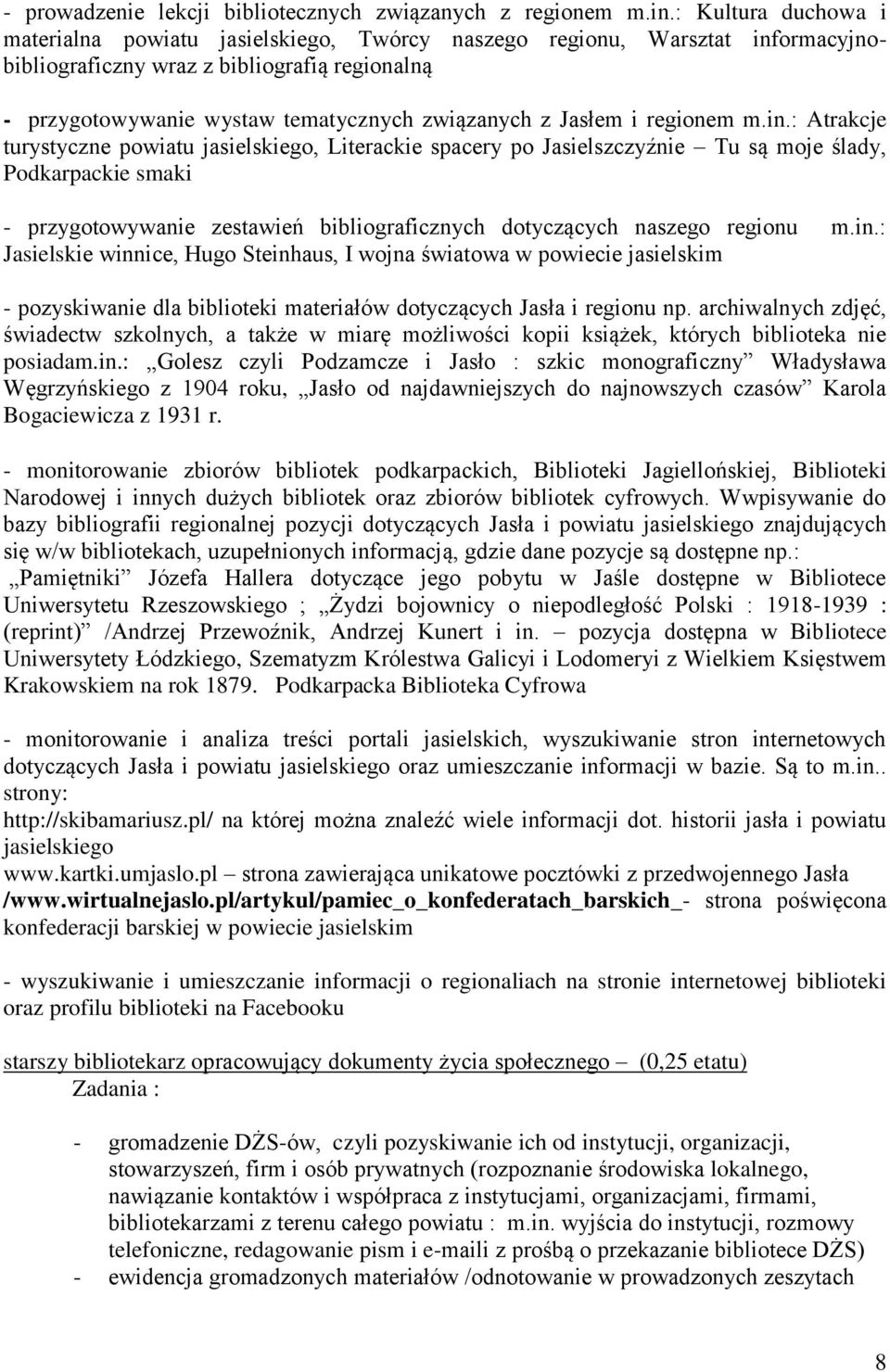 Jasłem i regionem m.in.