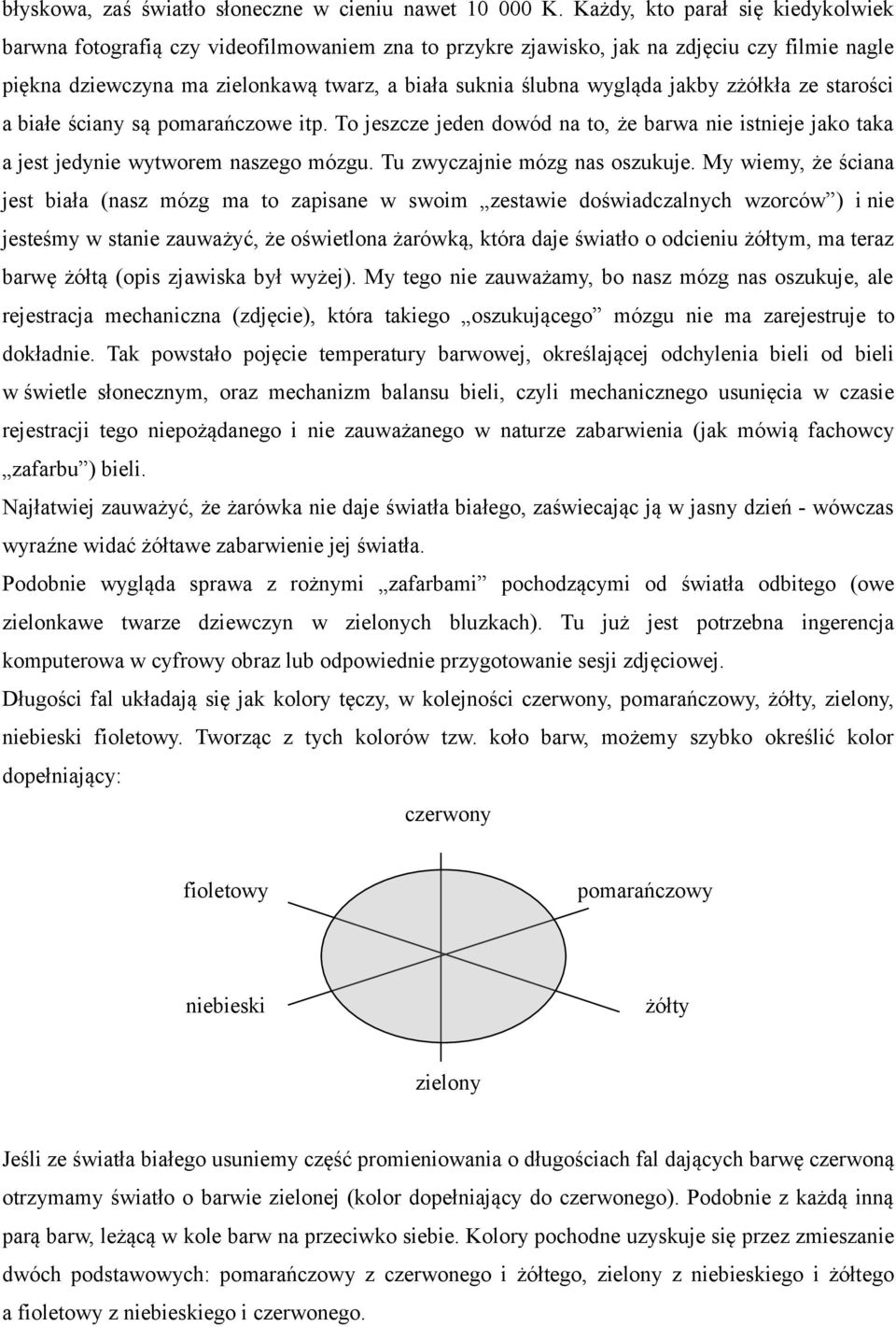 jakby zżółkła ze starości a białe ściany są pomarańczowe itp. To jeszcze jeden dowód na to, że barwa nie istnieje jako taka a jest jedynie wytworem naszego mózgu. Tu zwyczajnie mózg nas oszukuje.