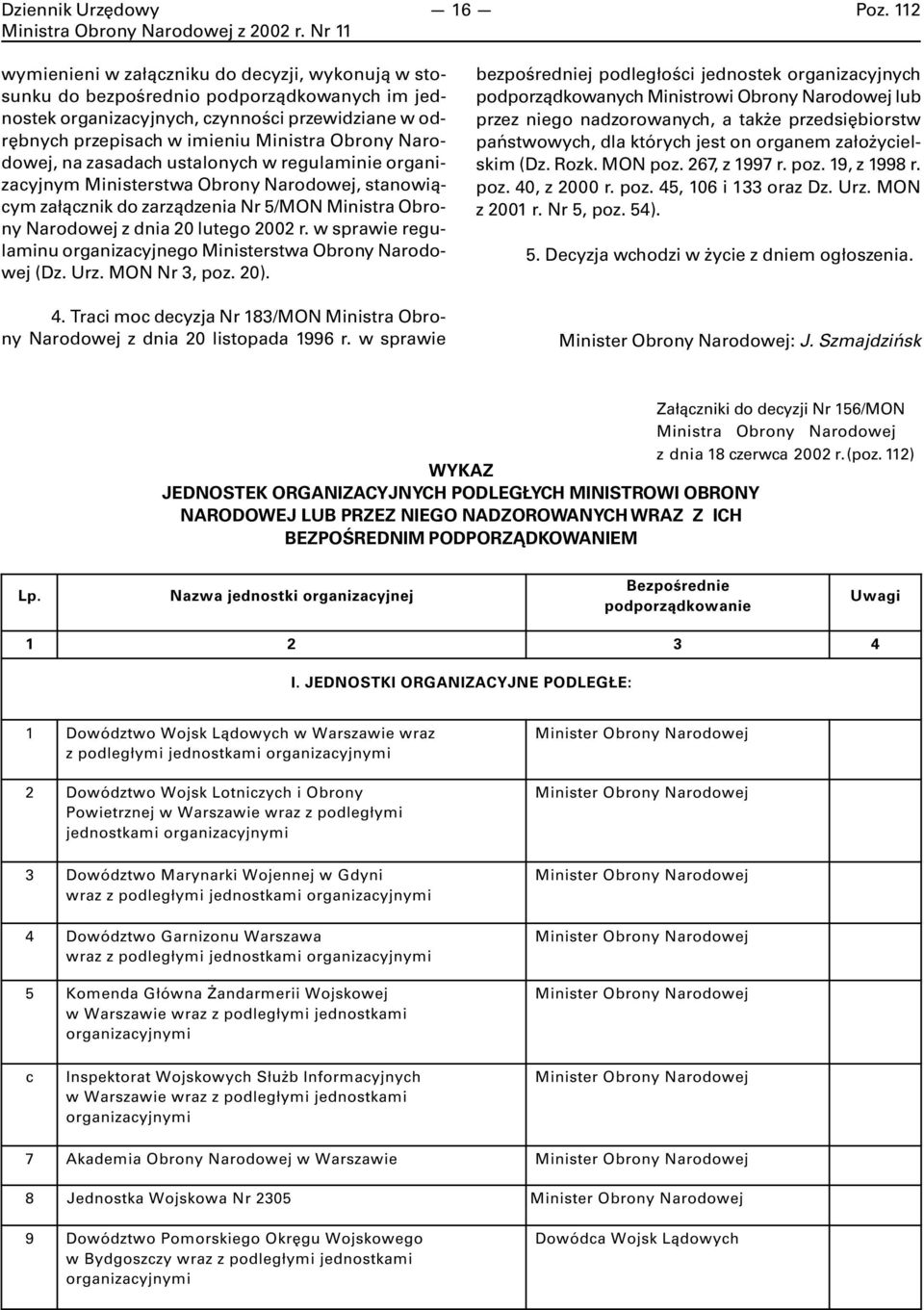 Narodowej, na zasadach ustalonych w regulaminie organizacyjnym Ministerstwa Obrony Narodowej, stanowiącym załącznik do zarządzenia Nr 5/MON Ministra Obrony Narodowej z dnia 20 lutego 2002 r.