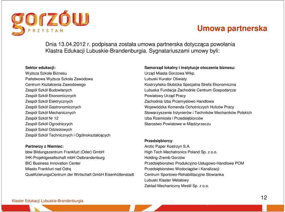 Elektrycznych Zespół Szkół Gastronomicznych Zespół Szkół Mechanicznych Zespół Szkół Nr 12 Zespół Szkół Ogrodniczych Zespół Szkól OdzieŜowych Zespół Szkół Technicznych i Ogólnokształcących Partnerzy z