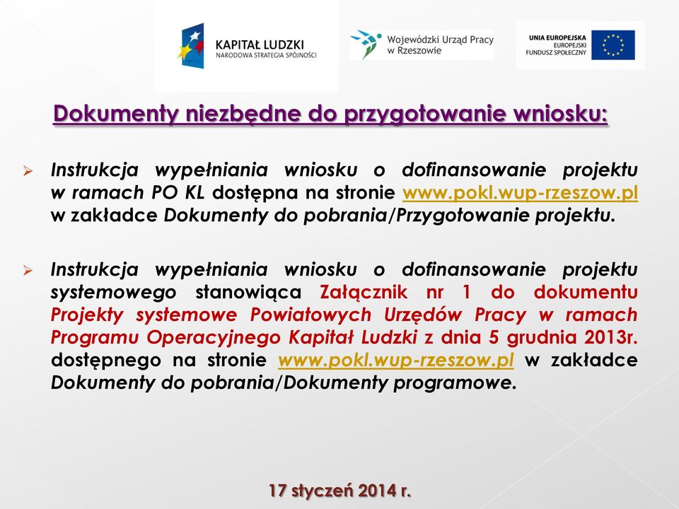 Instrukcja wypełniania wniosku o dofinansowanie projektu systemowego stanowiąca Załącznik nr 1 do dokumentu Projekty systemowe