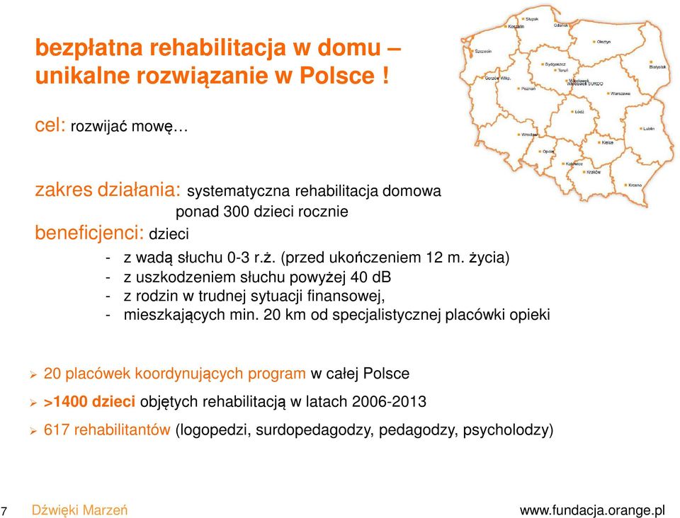 (przed ukończeniem 12 m. życia) - z uszkodzeniem słuchu powyżej 40 db - z rodzin w trudnej sytuacji finansowej, - mieszkających min.