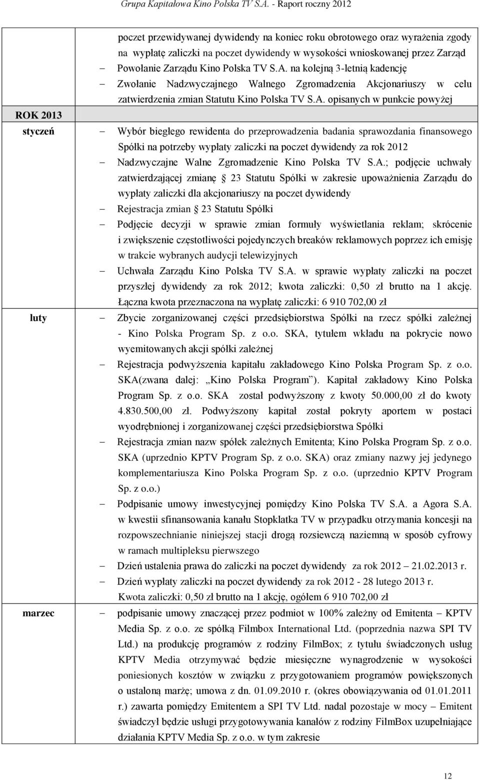 cjonariuszy w celu zatwierdzenia zmian Statutu Kino Polska TV S.A.