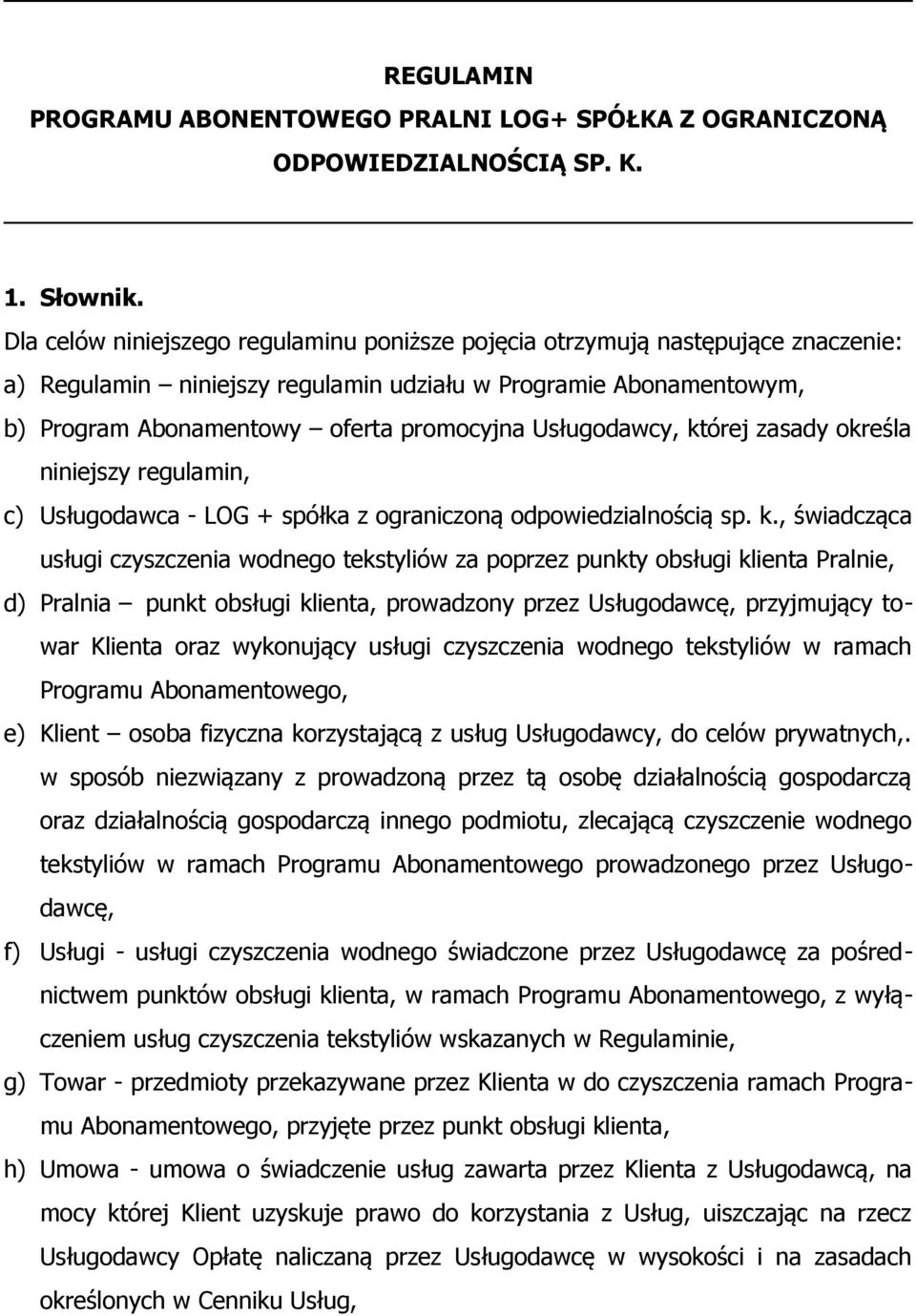 Usługodawcy, kt