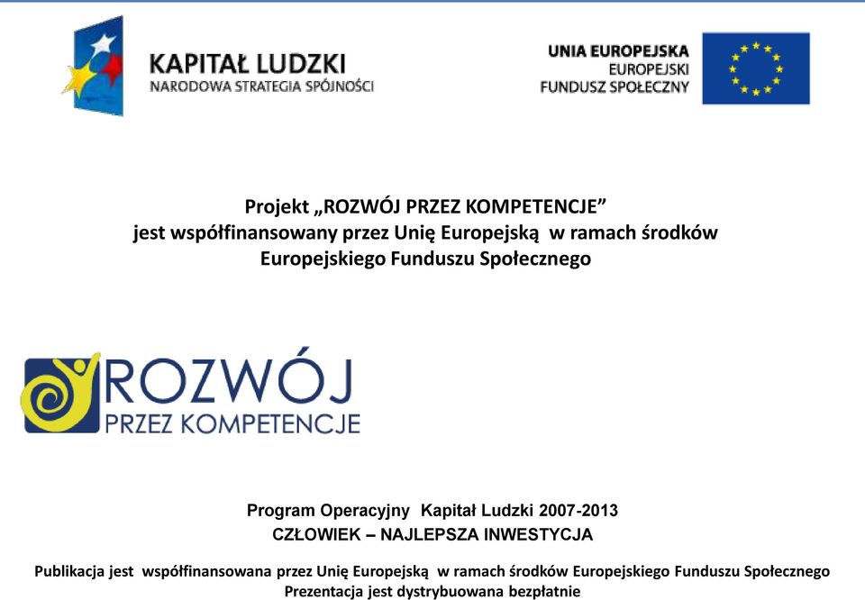CZŁOWIEK NAJLEPSZA INWESTYCJA Publikacja jest współfinansowana przez Unię Europejską w