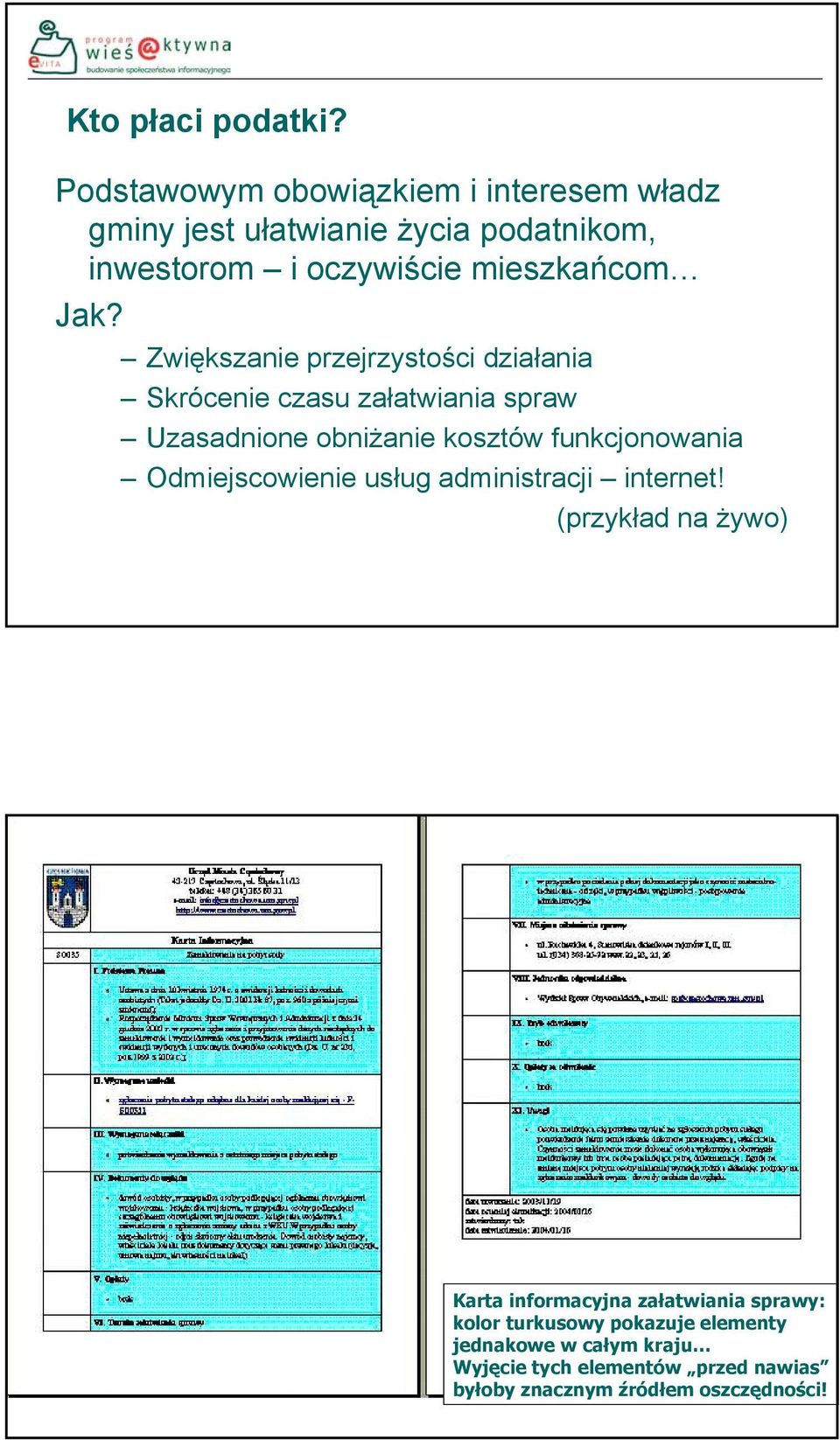 Zwiększanie przejrzystości działania Skrócenie czasu załatwiania spraw Uzasadnione obniżanie kosztów funkcjonowania