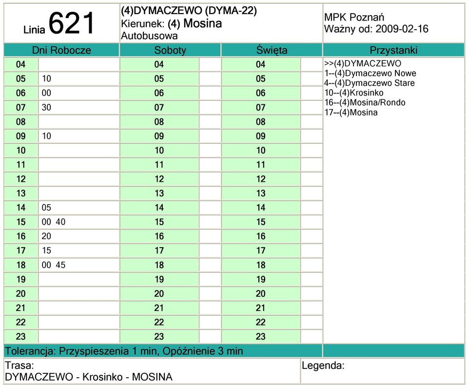 16 17 15 17 17 18 00 45 18 18 19 19 19 20 20 20 21 21 21 22 22 22 23 23 23 DYMACZEWO - Krosinko -