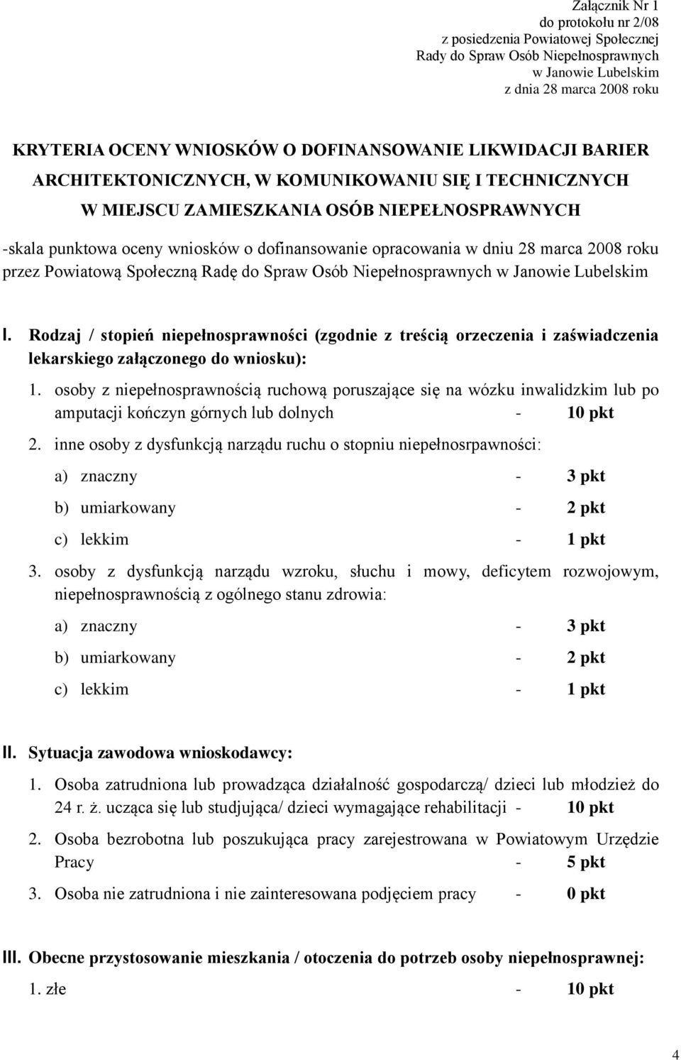 roku przez Powiatową Społeczną Radę do Spraw Osób Niepełnosprawnych w Janowie Lubelskim I.