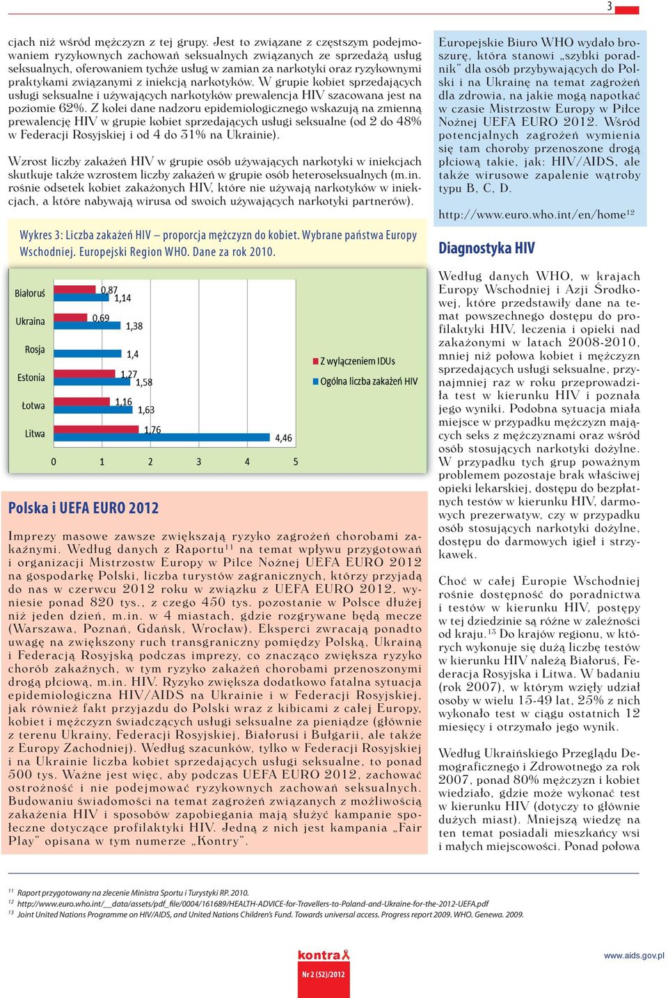 związanymi z iniekcją narkotyków. W grupie kobiet sprzedających usługi seksualne i używających narkotyków prewalencja HIV szacowana jest na poziomie 62%.