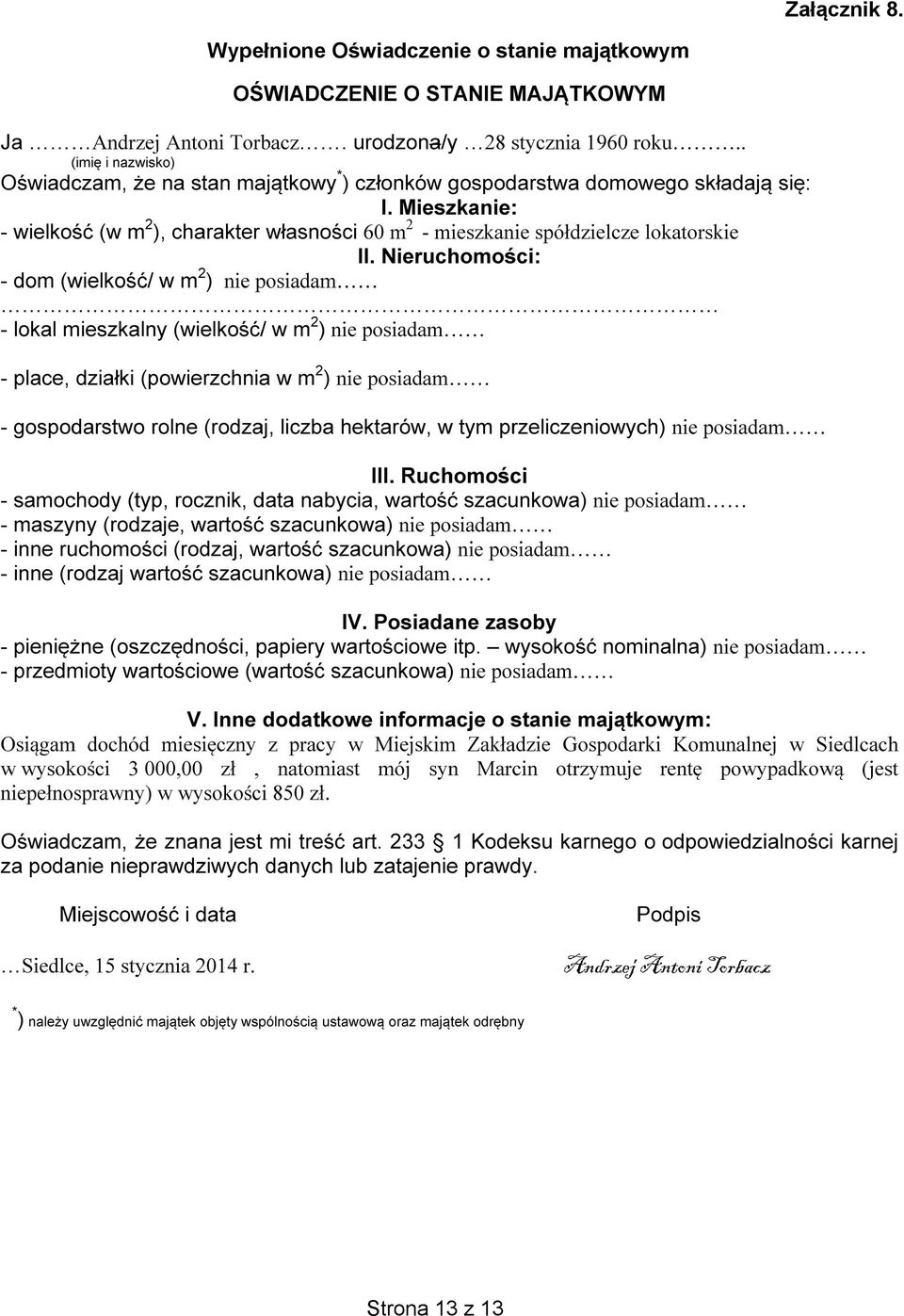 Oświadczenie o