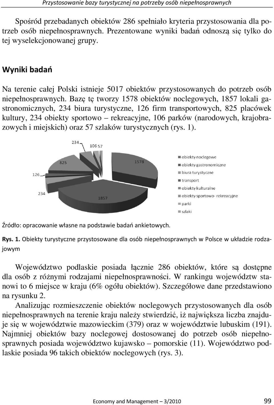Bazę tę tworzy 1578 obiektów noclegowych, 1857 lokali gastronomicznych, 234 biura turystyczne, 126 firm transportowych, 825 placówek kultury, 234 obiekty sportowo rekreacyjne, 106 parków (narodowych,