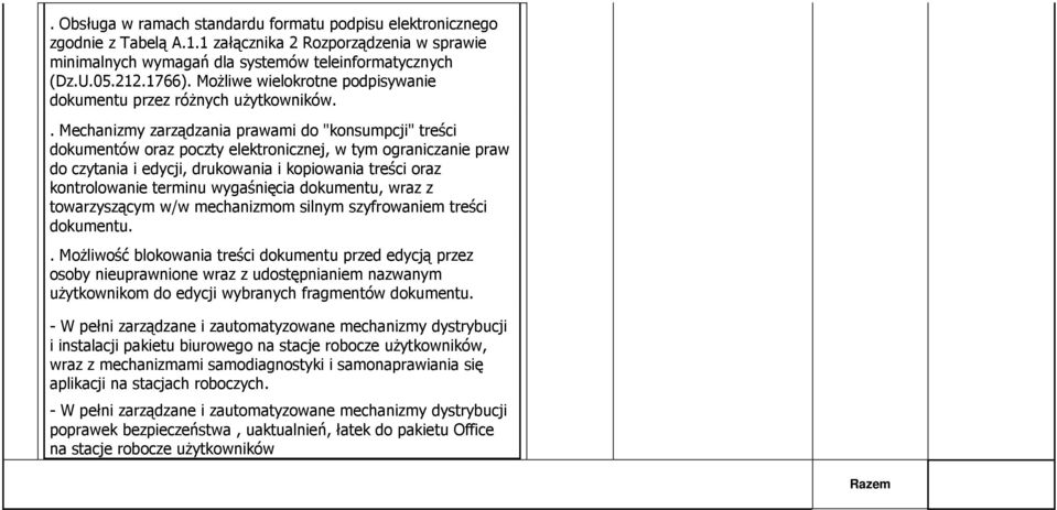 . Mechanizmy zarządzania prawami do "konsumpcji" treści dokumentów oraz poczty elektronicznej, w tym ograniczanie praw do czytania i edycji, drukowania i kopiowania treści oraz kontrolowanie terminu