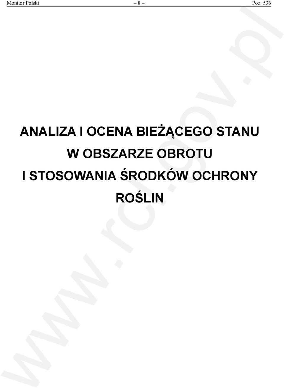 BIEŻĄCEGO STANU W OBSZARZE