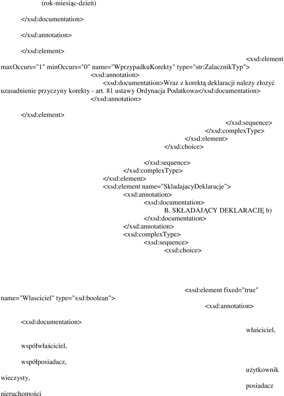 81 ustawy Ordynacja Podatkowa </xsd:sequence> </xsd:complextype> </xsd:choice> </xsd:sequence> </xsd:complextype> <xsd:element