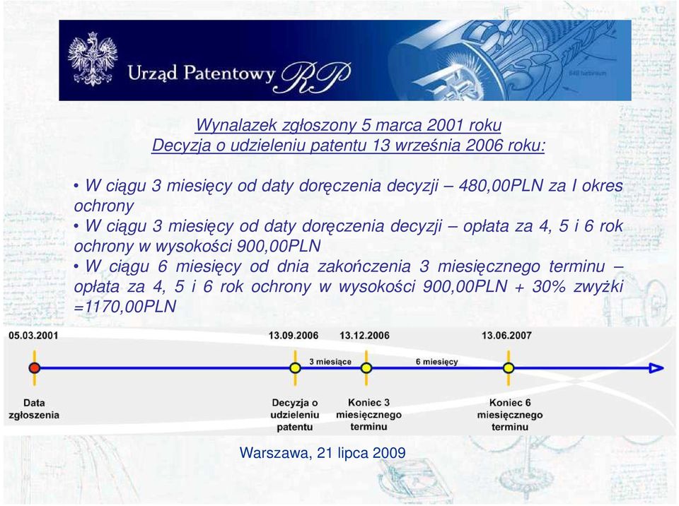 doręczenia decyzji opłata za 4, 5 i 6 rok ochrony w wysokości 900,00PLN W ciągu 6 miesięcy od dnia