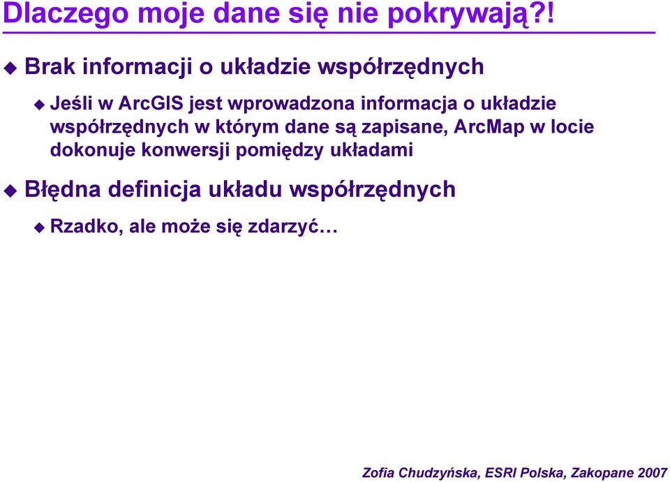 wprowadzona informacja o układzie współrzędnych w którym dane są