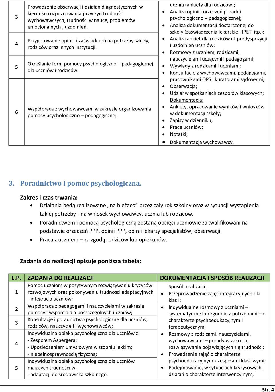 Współpraca z wychowawcami w zakresie organizowania pomocy psychologiczno pedagogicznej.