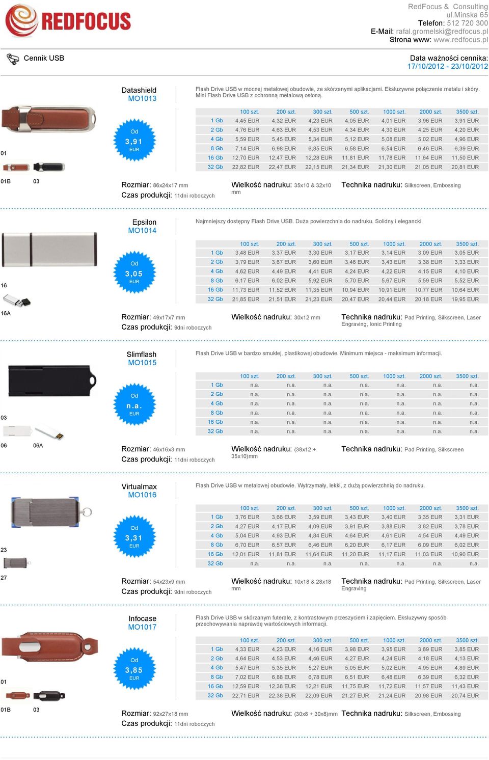 11,64 11,50 32 Gb 22,82 22,47 22,15 21,34 21,30 21,05 20,81 01B Rozmiar: 86x24x17 mm Wielkość nadruku: 35x10 & 32x10 mm, Embossing 16 Epsilon MO1014 3,05 Najmniejszy dostępny Flash Drive USB.