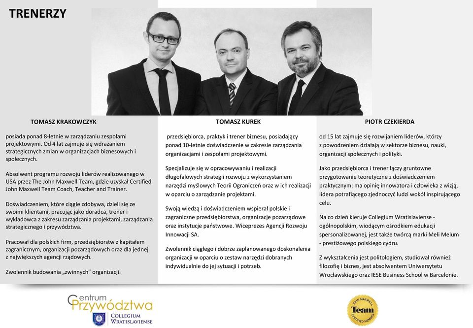 przedsiębiorca, praktyk i trener biznesu, posiadający ponad 10-letnie doświadczenie w zakresie zarządzania organizacjami i zespołami projektowymi.