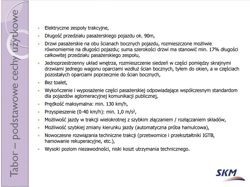 17% długod ugości całkowitej przedziału u pasaŝerskiego zespołu, Jednoprzestrzenny układ wnętrza, rozmieszczenie siedzeń w częś ęści pomiędzy skrajnymi drzwiami jednego wagonu oparciami wzdłuŝ ścian