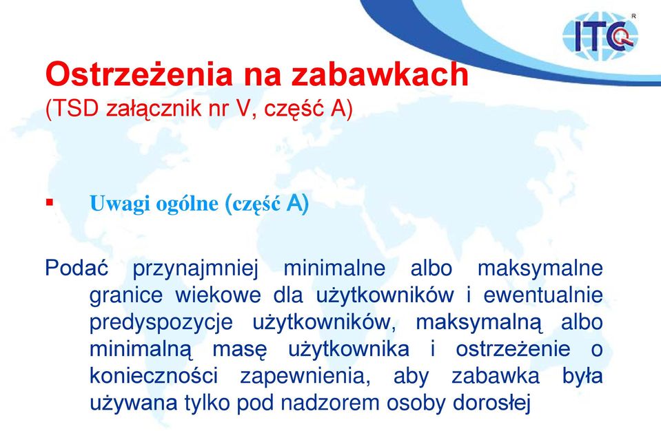 predyspozycje użytkowników, maksymalną albo minimalną masę użytkownika i ostrzeżenie