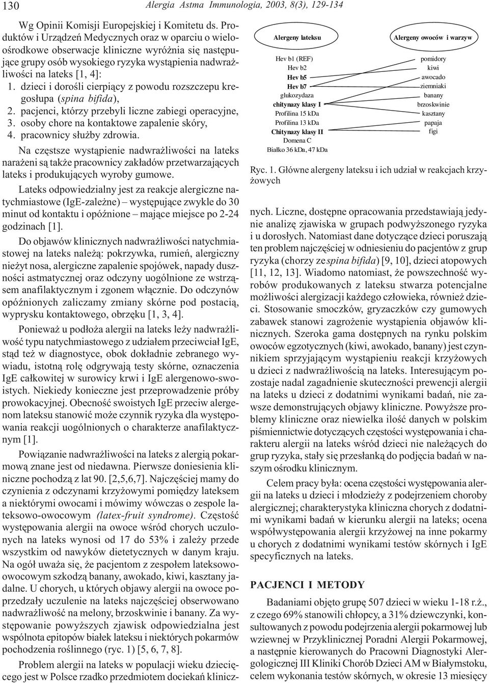 dzieci i doroœli cierpi¹cy z powodu rozszczepu kregos³upa (spina bifida), 2. pacjenci, którzy przebyli liczne zabiegi operacyjne, 3. osoby chore na kontaktowe zapalenie skóry, 4.