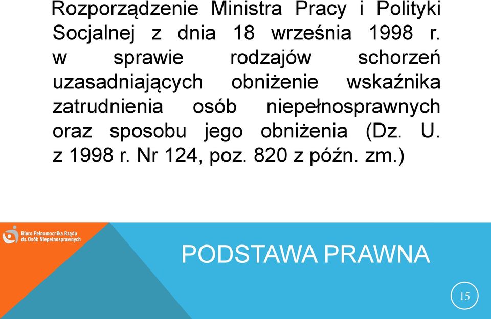 w sprawie rodzajów schorzeń uzasadniających obniżenie wskaźnika