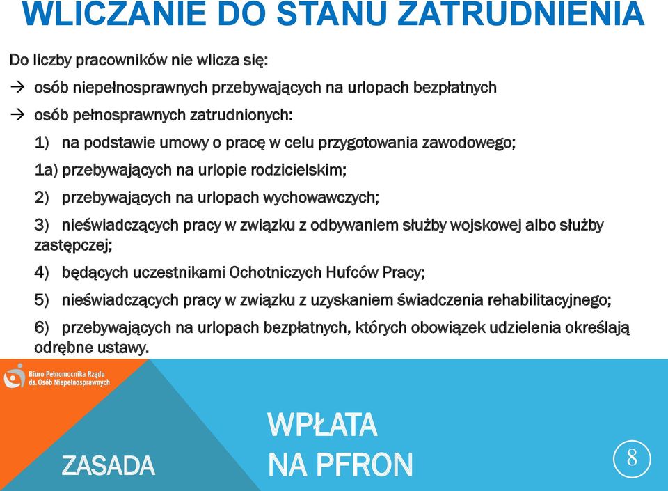 wychowawczych; 3) nieświadczących pracy w związku z odbywaniem służby wojskowej albo służby zastępczej; 4) będących uczestnikami Ochotniczych Hufców Pracy; 5)