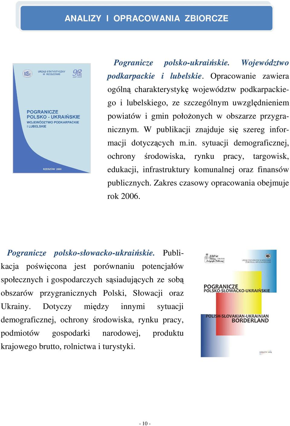 W publikacji znajduje się szereg informacji dotyczących m.in. sytuacji demograficznej, ochrony środowiska, rynku pracy, targowisk, edukacji, infrastruktury komunalnej oraz finansów publicznych.