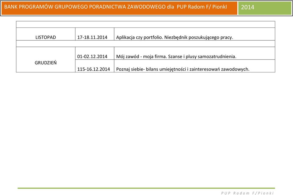 2014 Mój zawód - moja firma.