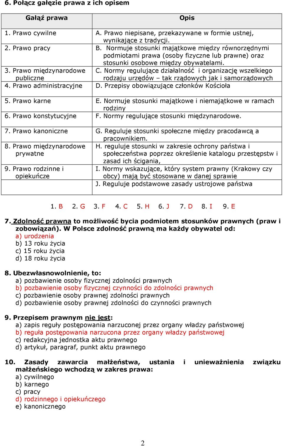 Normy regulujące działalność i organizację wszelkiego publiczne rodzaju urzędów tak rządowych jak i samorządowych 4. Prawo administracyjne D. Przepisy obowiązujące członków Kościoła 5. Prawo karne E.