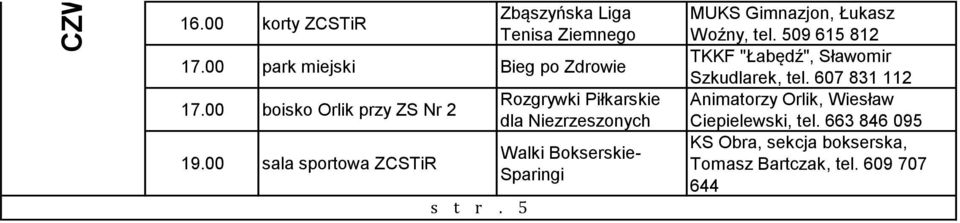 5 Rozgrywki Piłkarskie dla Niezrzeszonych Walki Bokserskie- Sparingi