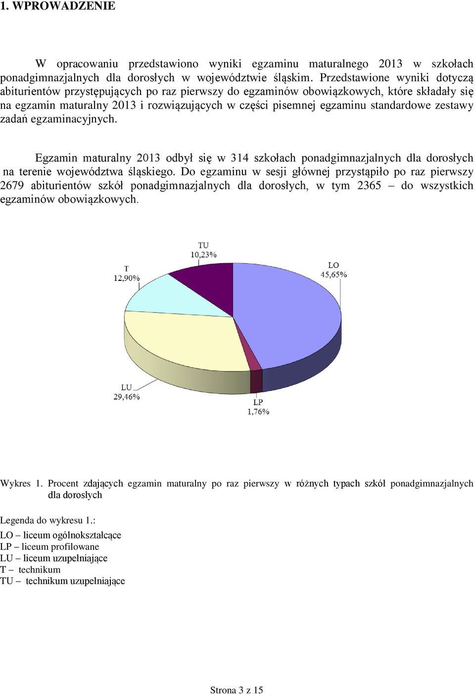 standardowe zestawy zadań egzaminacyjnych. Egzamin maturalny 2013 odbył się w 314 szkołach ponadgimnazjalnych dla dorosłych na terenie województwa śląskiego.