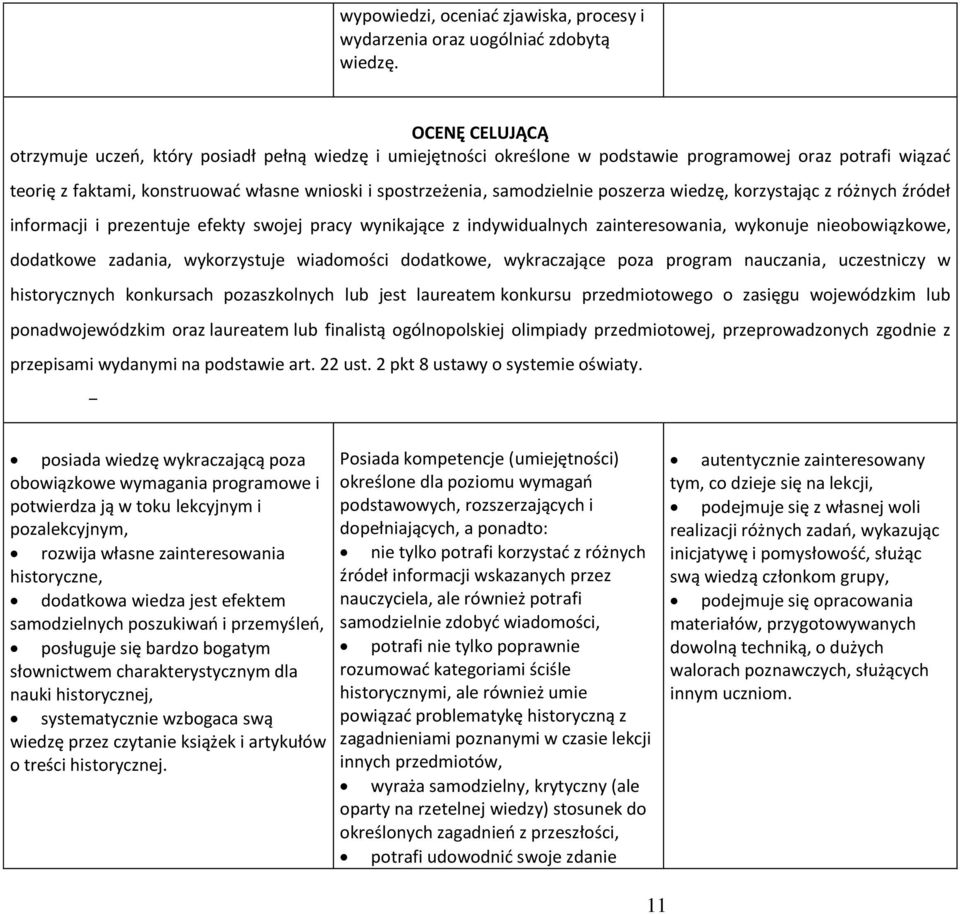 samodzielnie poszerza wiedzę, korzystając z różnych źródeł informacji i prezentuje efekty swojej pracy wynikające z indywidualnych zainteresowania, wykonuje nieobowiązkowe, dodatkowe zadania,