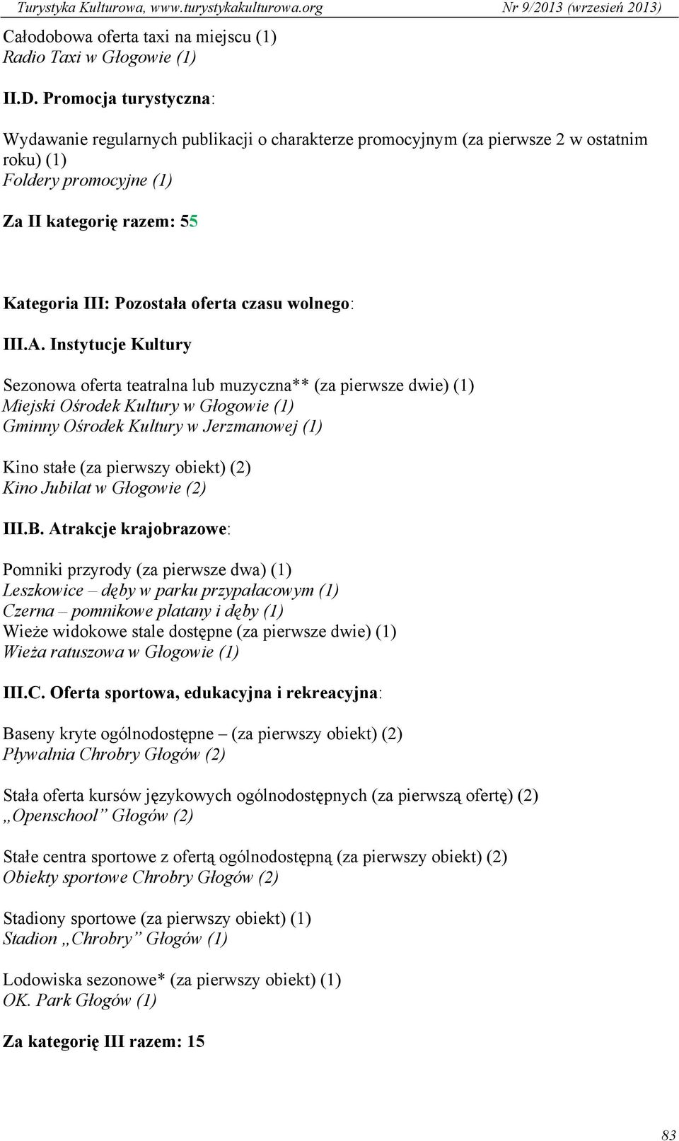 czasu wolnego: III.A.