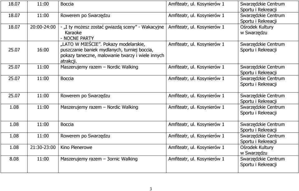 Pokazy modelarskie, puszczanie baniek mydlanych, turniej boccia, pokazy taneczne, malowanie twarzy i wiele innych atrakcji. 25.