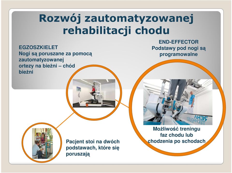 END-EFFECTOR Podstawy pod nogi są programowalne Pacjent stoi na dwóch