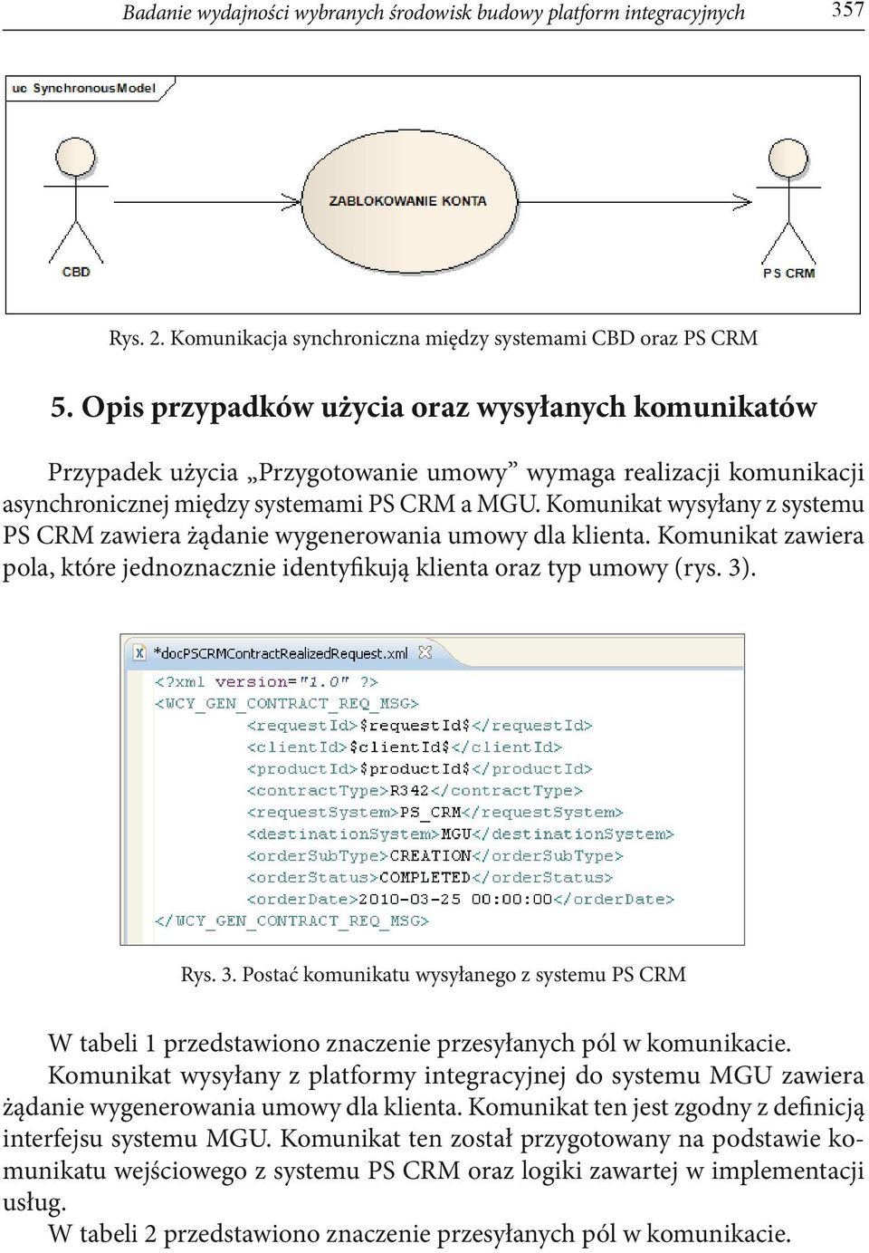 Komunikat wysyłany z systemu PS CRM zawiera żądanie wygenerowania umowy dla klienta. Komunikat zawiera pola, które jednoznacznie identyfikują klienta oraz typ umowy (rys. 3)