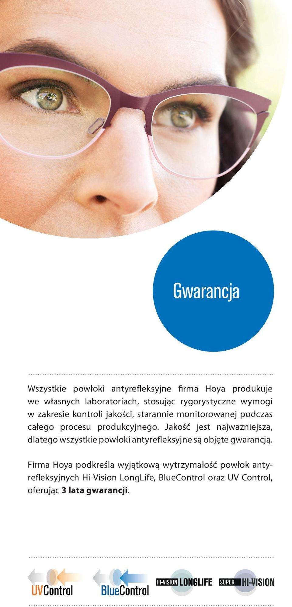 Jakość jest najważniejsza, dlatego wszystkie powłoki antyrefleksyjne są objęte gwarancją.