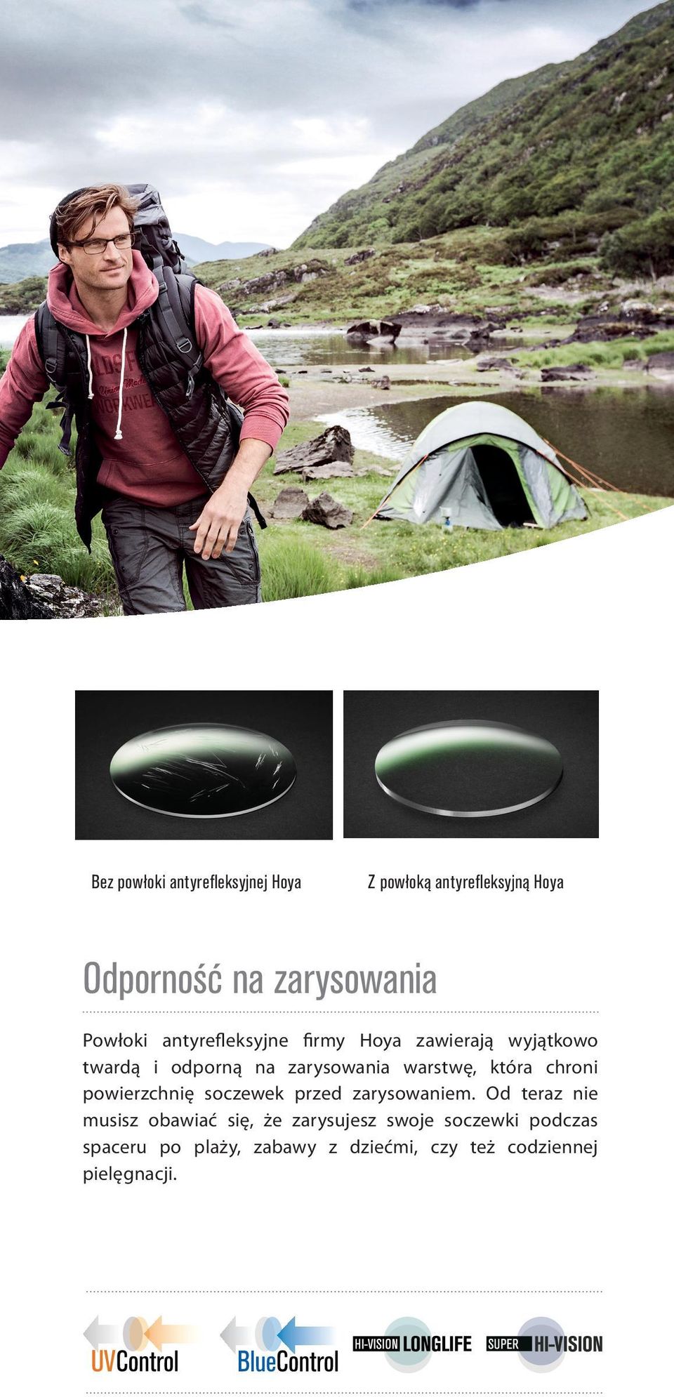 warstwę, która chroni powierzchnię soczewek przed zarysowaniem.