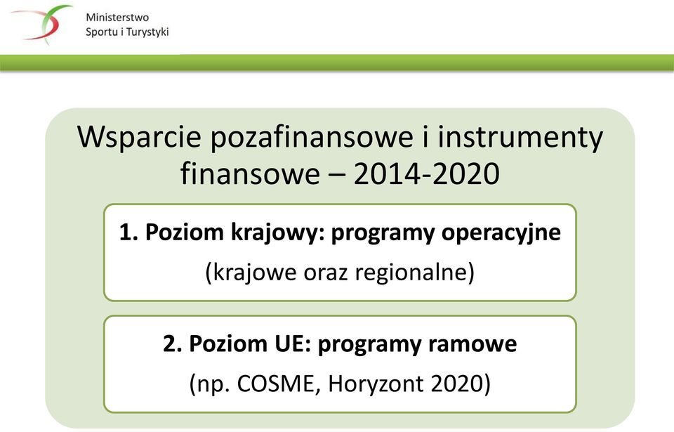 Poziom krajowy: programy operacyjne (krajowe