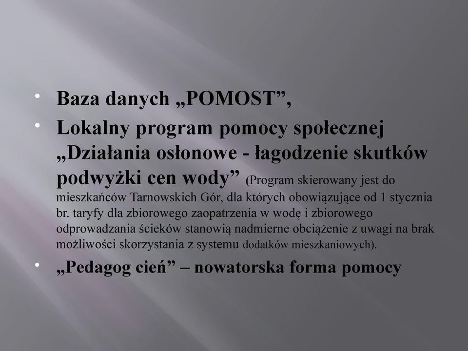 taryfy dla zbiorowego zaopatrzenia w wodę i zbiorowego odprowadzania ścieków stanowią nadmierne obciążenie