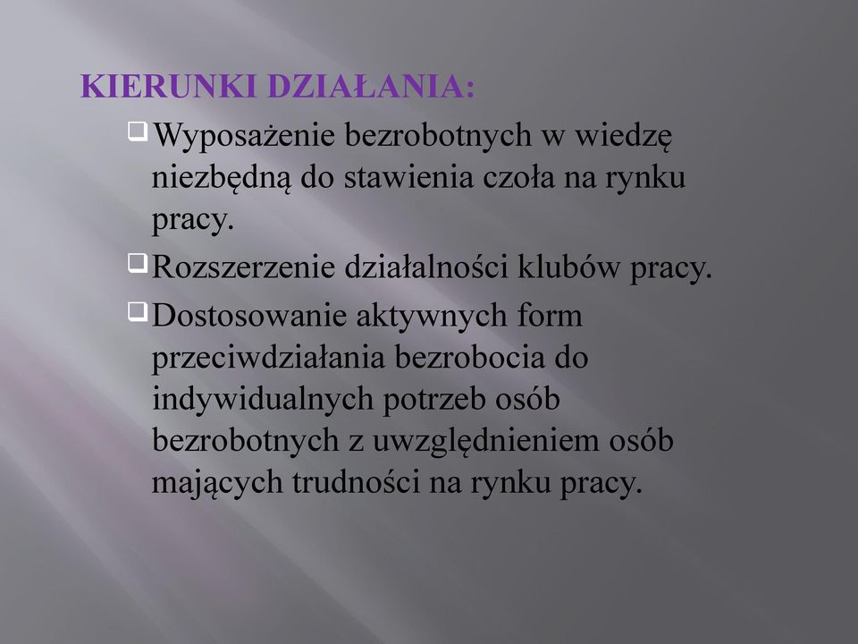 Dostosowanie aktywnych form przeciwdziałania bezrobocia do indywidualnych